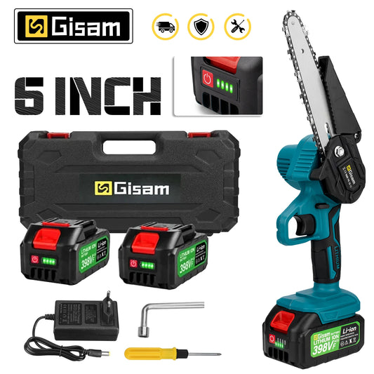 Mini Motosierra Inalámbrica 6” 18V con 2 Baterías | Corte Rápido y Portátil